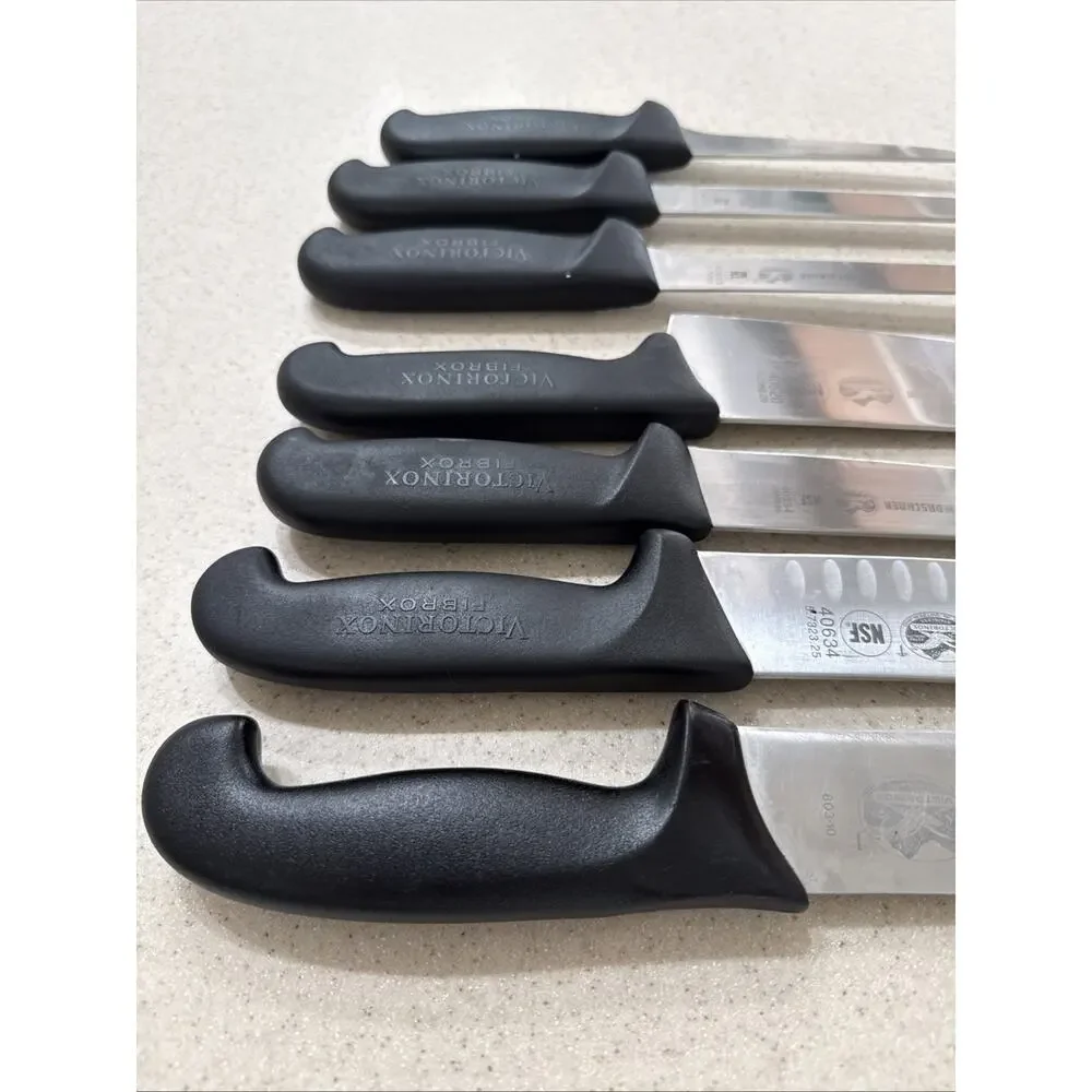 7 Victorinox Forschner Knives Knife Set 9” to 16” long SWISS Made vtg